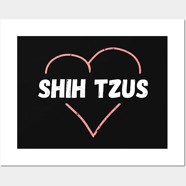 Shih Tzus Inside Pink Vintage Heart, Shih Tzus Valentines Wall Art by Liquids